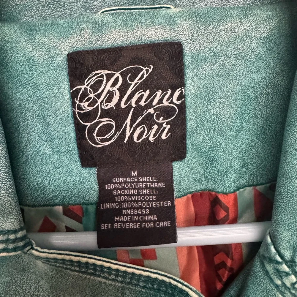 Blanc Noir Teal Leather Jacket - Picture 2 of 6